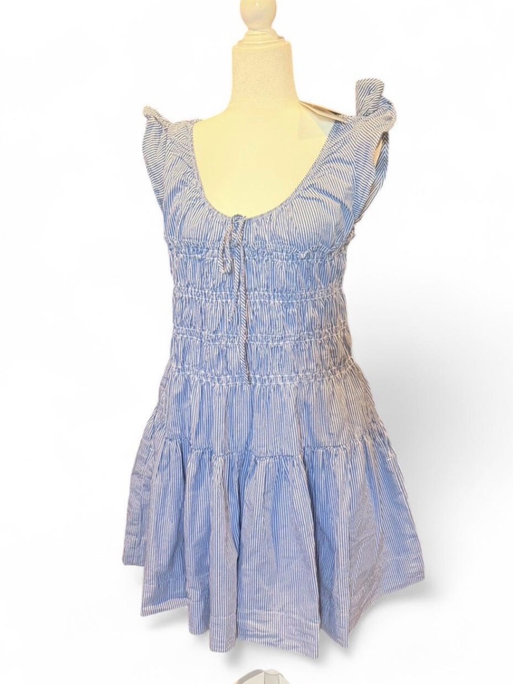 NWT Blue and White Striped Smocked Sundress